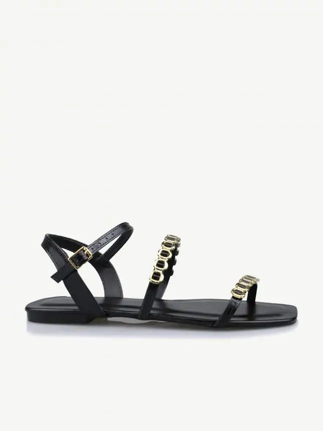 SANDAL ZURI METAL  PRETA - Código 61