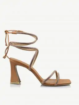 SANDALIA NICOLLI INTENSE CARAMELO/ STRASS DOURADO - Código 252