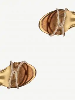 SANDALIA SALTO FINO MÉDIO STRASS BRONZE
