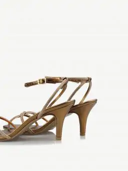 SANDALIA SALTO FINO MÉDIO STRASS BRONZE