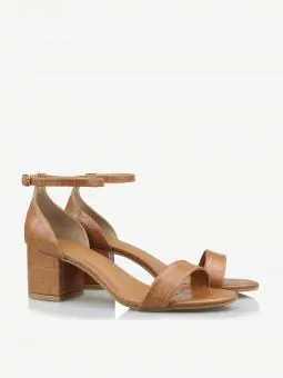 SANDÁLIA NAPA CROCO CARAMELO