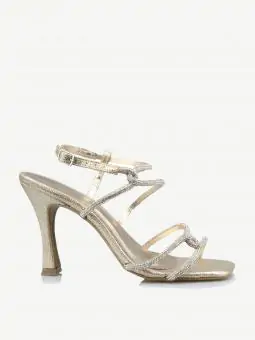 SANDALIA HERA LAGARTO CHAMPAGNE/ STRASS CRISTAL - Código 357