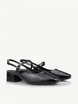 SLINGBACK BONECA JULIANA VERNIZ MOLHADO PRETO
