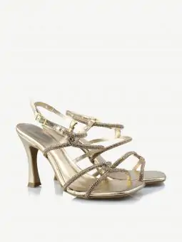 SANDALIA HERA CHROMA  CHAMPAGNE/ STRASS OURO
