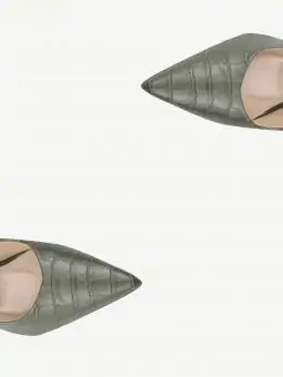 SCARPIN ELLA CROCO ARMY 11CM