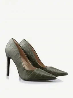 SCARPIN ELLA CROCO ARMY 11CM